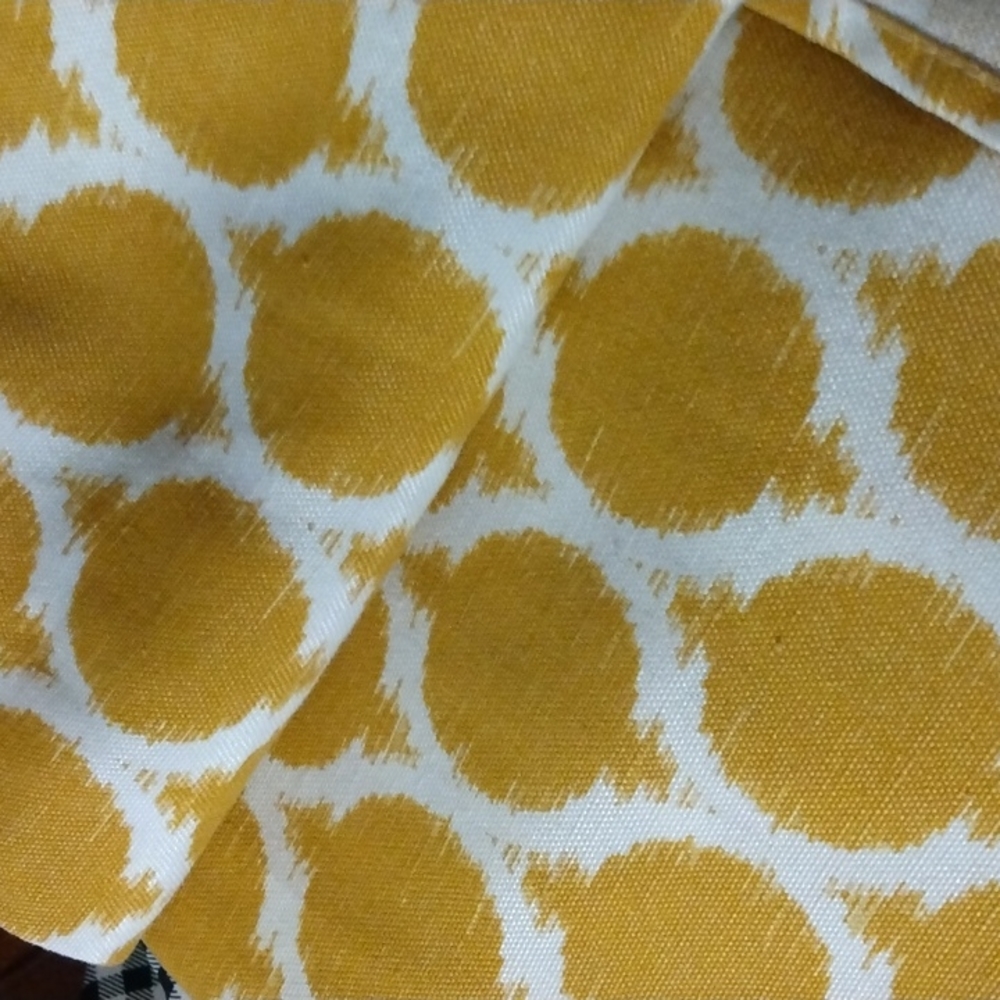 Mustard Yellow & White Fabric Shower Curtain